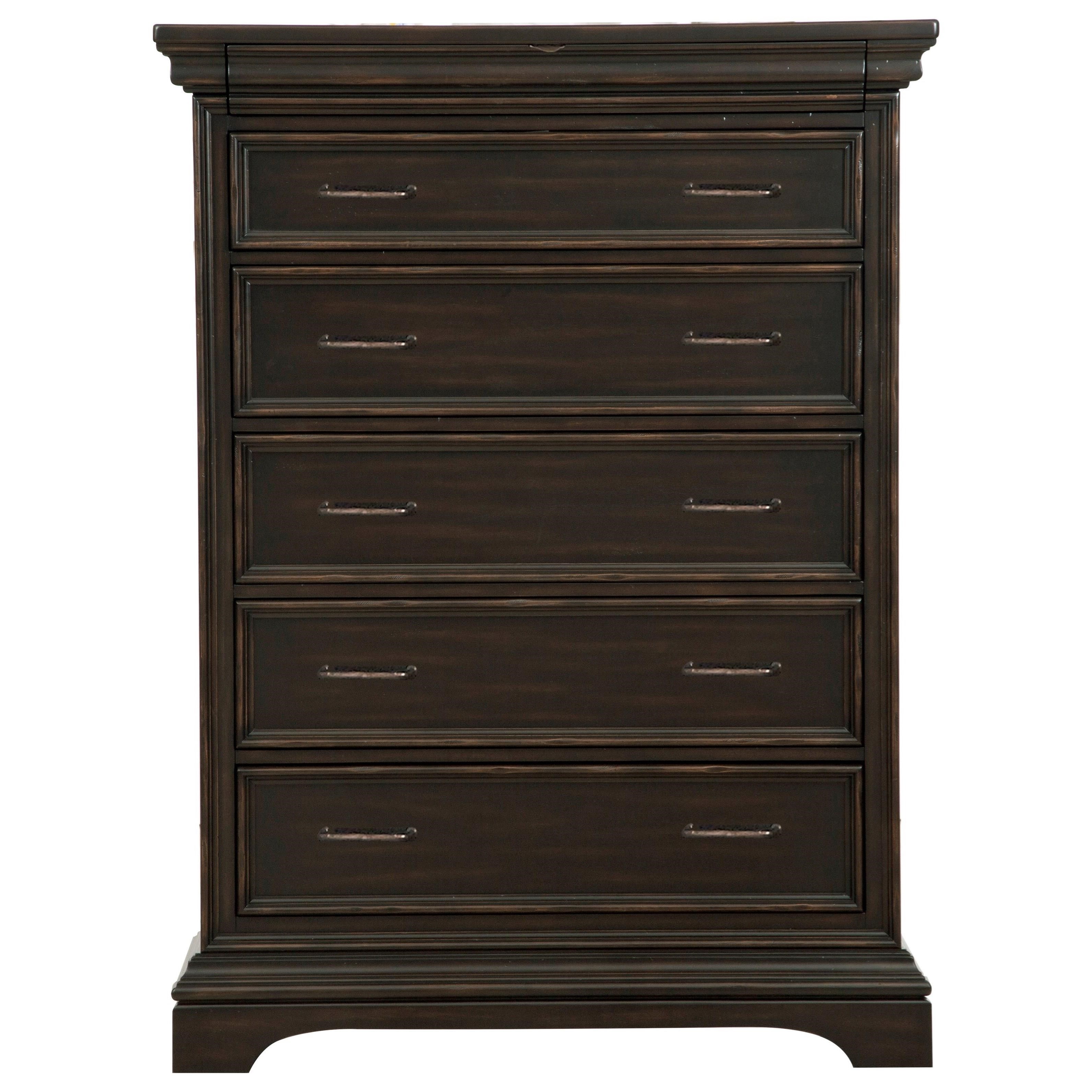 Pulaski Furniture Caldwell 6 Drawer Chest with FeltLined Top Drawer
